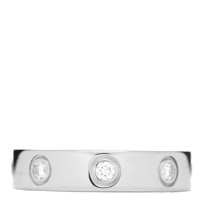 Cartier 18K White Gold 8 Diamond 4mm Wedding Band LOVE Ring 46 3.75 1 of 4