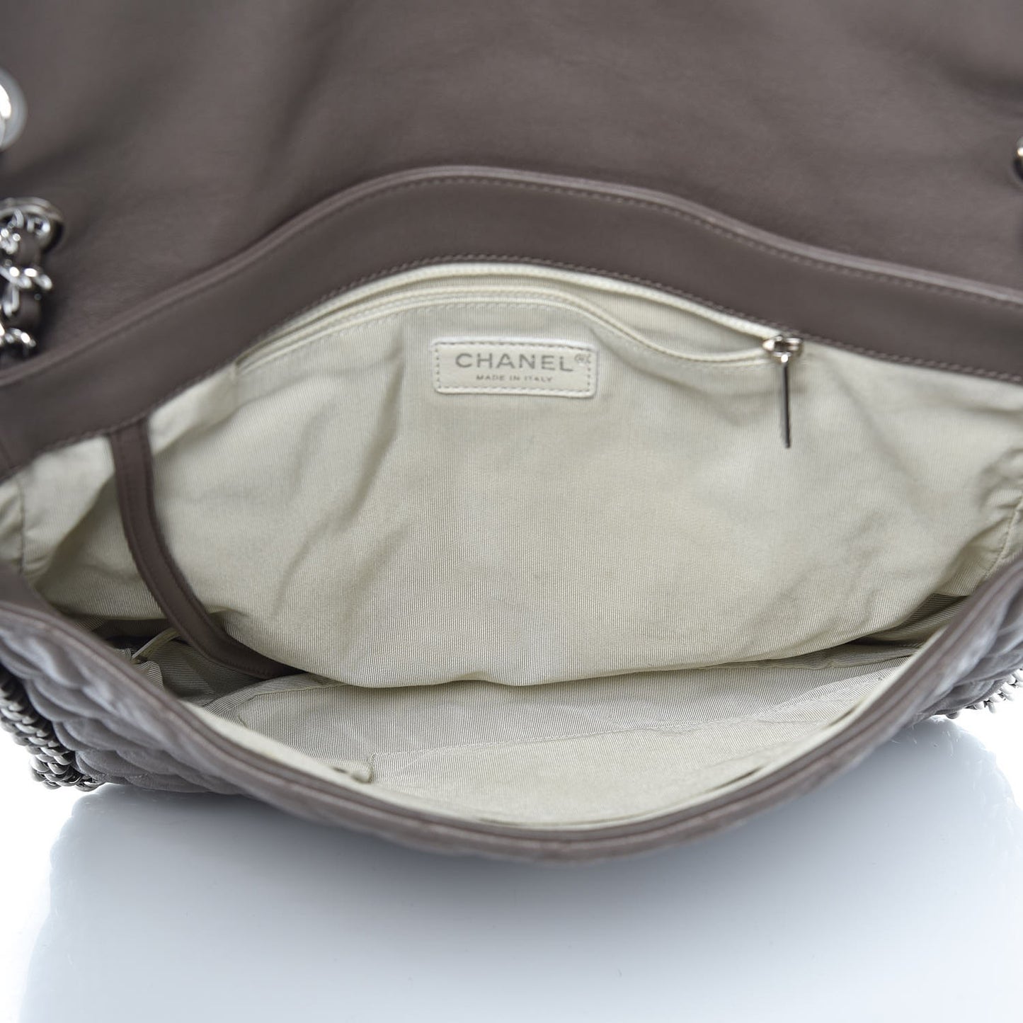 Washed Lambskin Quilted Chain Around Maxi Flap Taupe