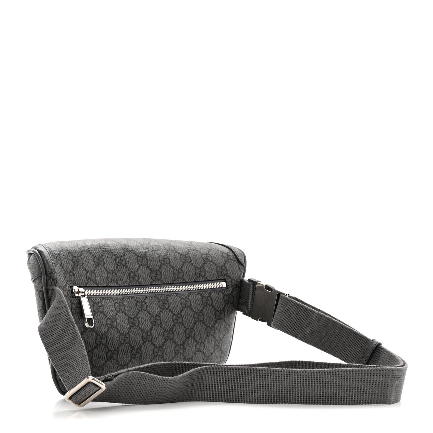 GG Supreme Monogram Textured Dollar Calfskin Ophidia Belt Bag Grey Black Graphite Grey