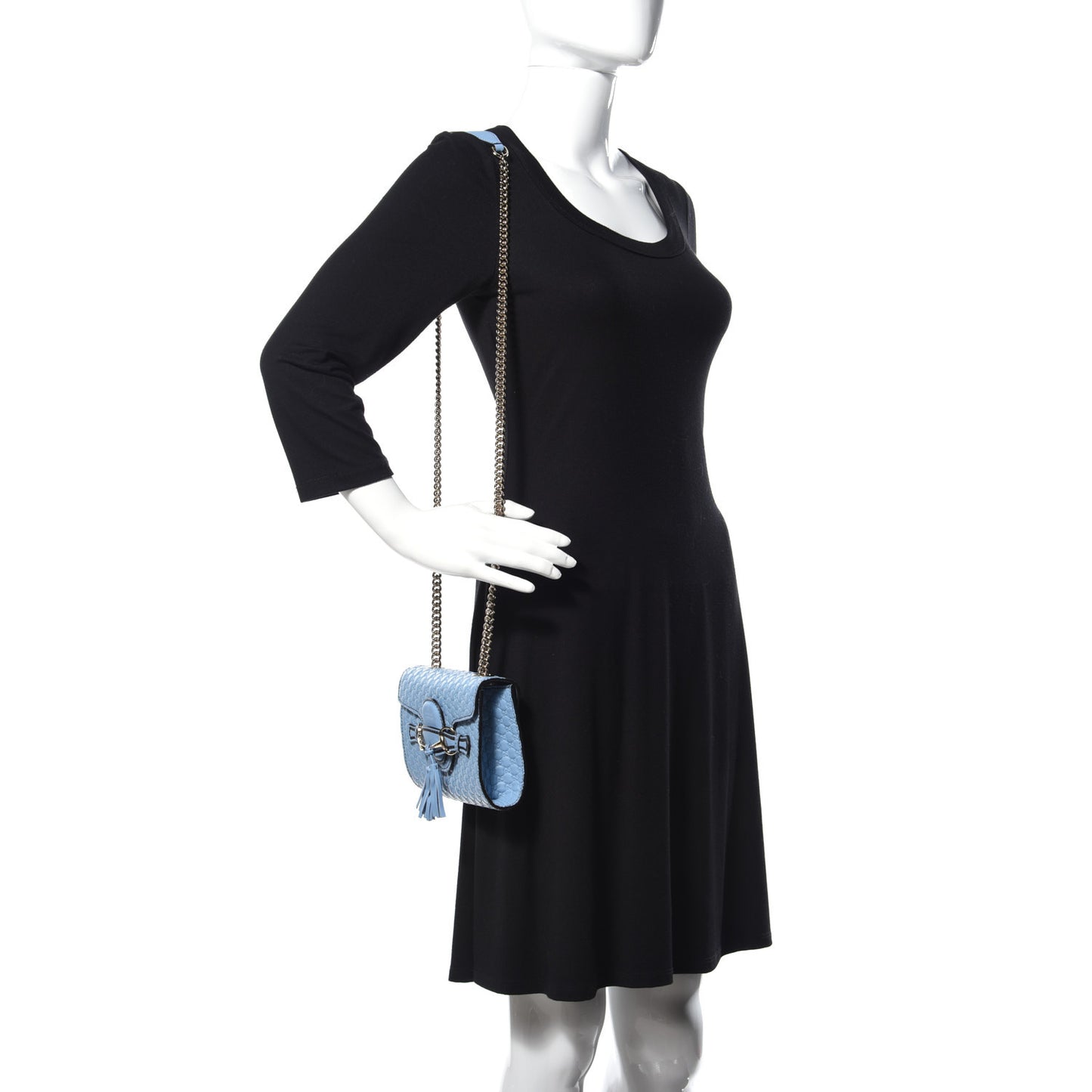 Soft Microguccissima Mini Emily Chain Shoulder Bag Mineral Blue