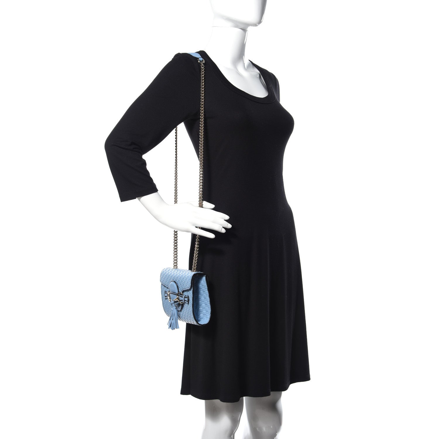 Gucci Soft Microguccissima Mini Emily Chain Shoulder Bag Mineral Blue 2 of 11