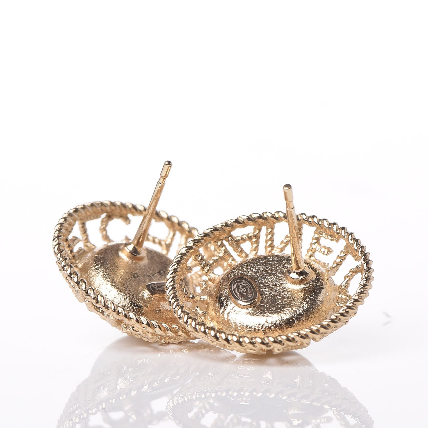 Chanel Pearl CC Round Rope Logo Earrings Gold 3 of 5