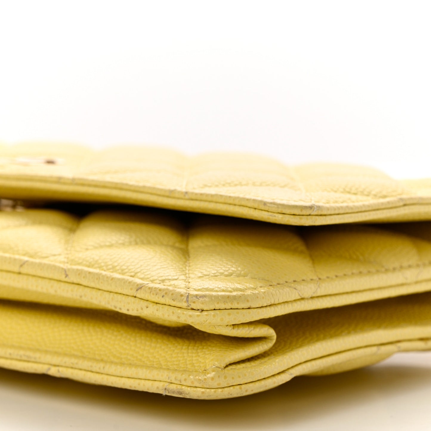 Caviar Quilted Wallet on Chain WOC Light Yellow