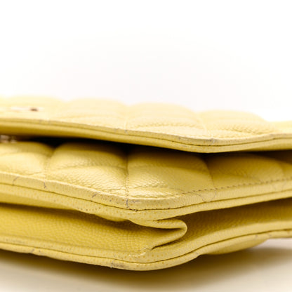 Chanel Caviar Quilted Wallet on Chain WOC Light Yellow 10 of 10