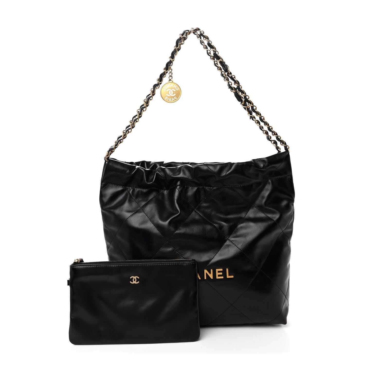 Chanel Shiny Calfskin Quilted Small Chanel 22 Black 3 of 12