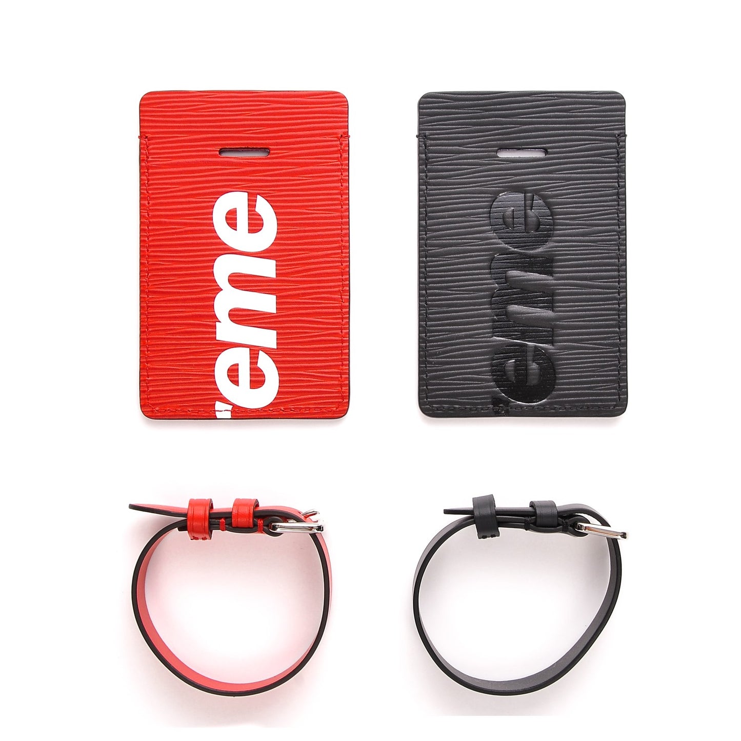 X SUPREME Epi Luggage Tag Set Black Red