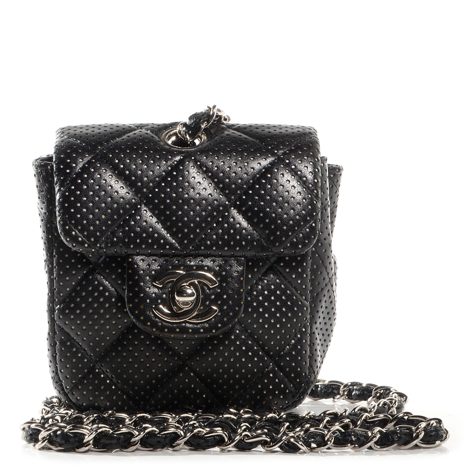 Chanel Lambskin Perforated Mini Flap Bag Black 1 of 8