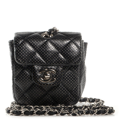 Chanel Lambskin Perforated Mini Flap Bag Black 1 of 8