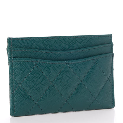 Chanel Caviar Quilted Card Holder Dark Turquoise 3 of 9