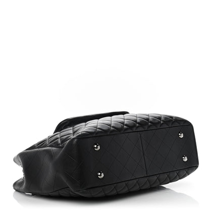 Chanel Lambskin Quilted Front Flap Tote Black 3 of 11