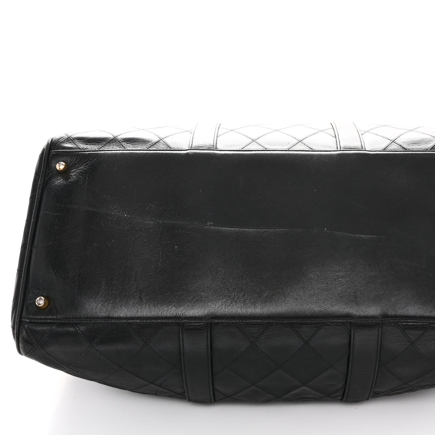 Calfskin Stitched Duffle Travel Bag Black