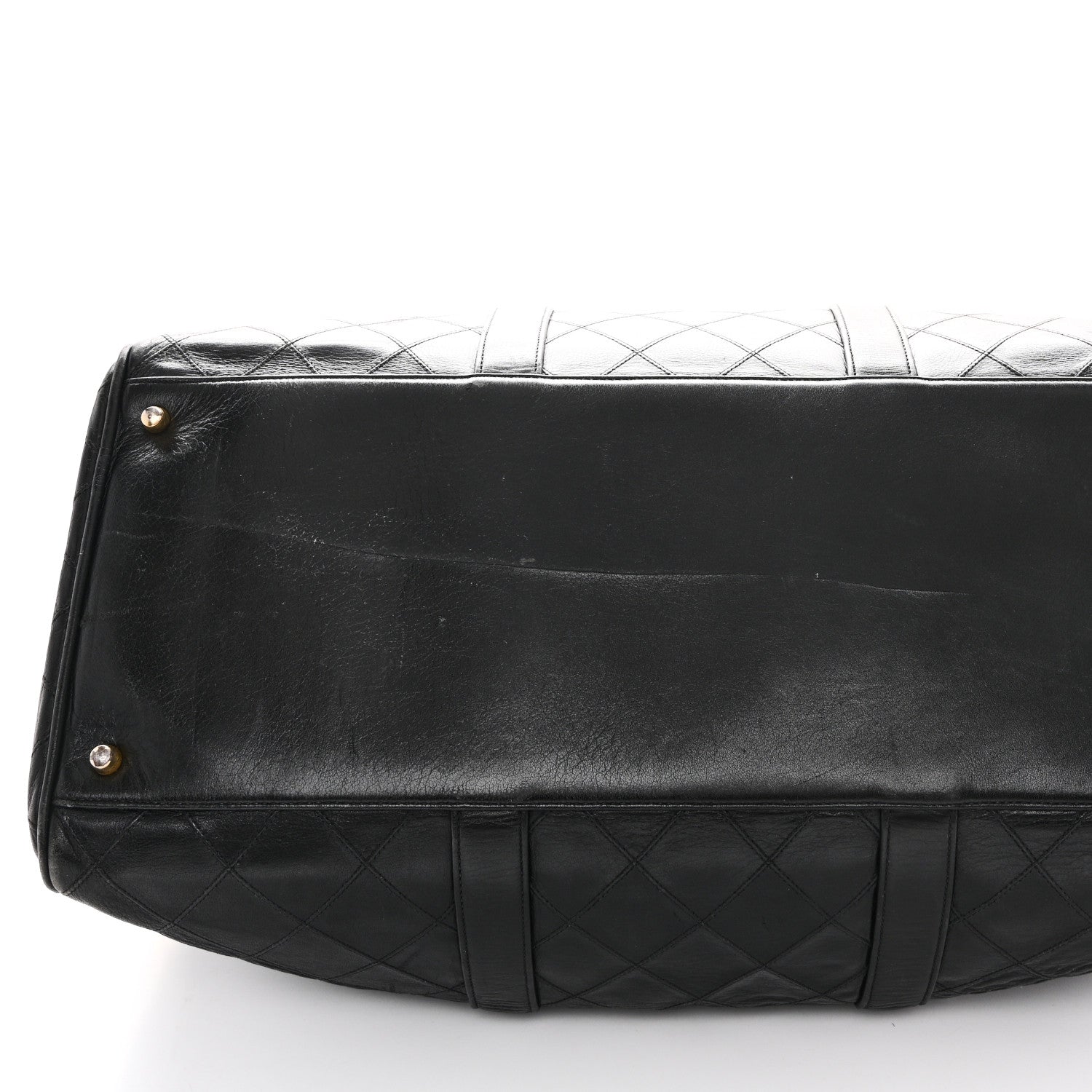 Chanel Calfskin Stitched Duffle Travel Bag Black 10 of 16