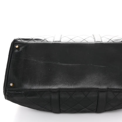 Chanel Calfskin Stitched Duffle Travel Bag Black 10 of 16