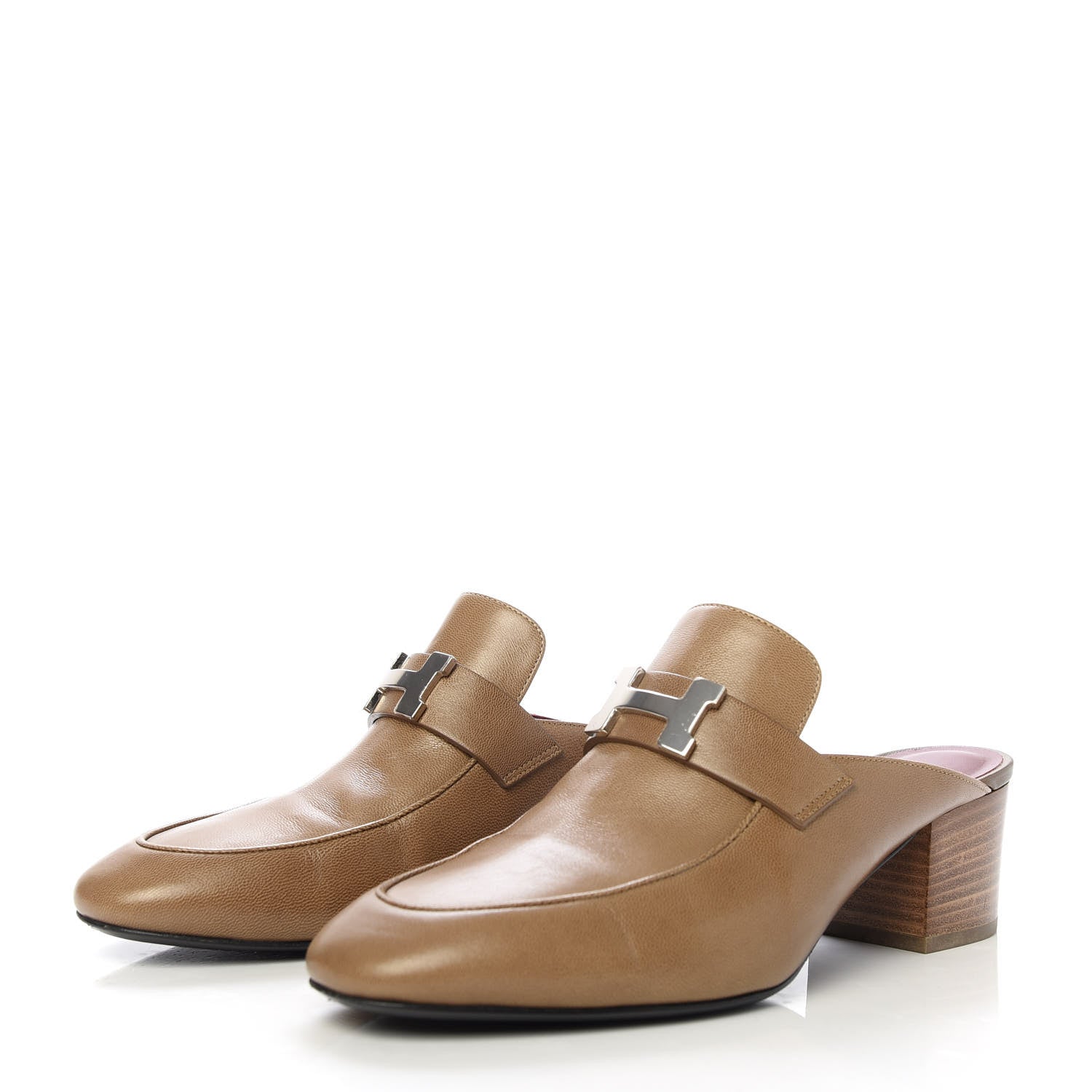 Hermes Goatskin Paradis Mules 38.5 Taupe 3 of 10