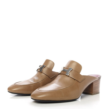 Hermes Goatskin Paradis Mules 38.5 Taupe 3 of 10