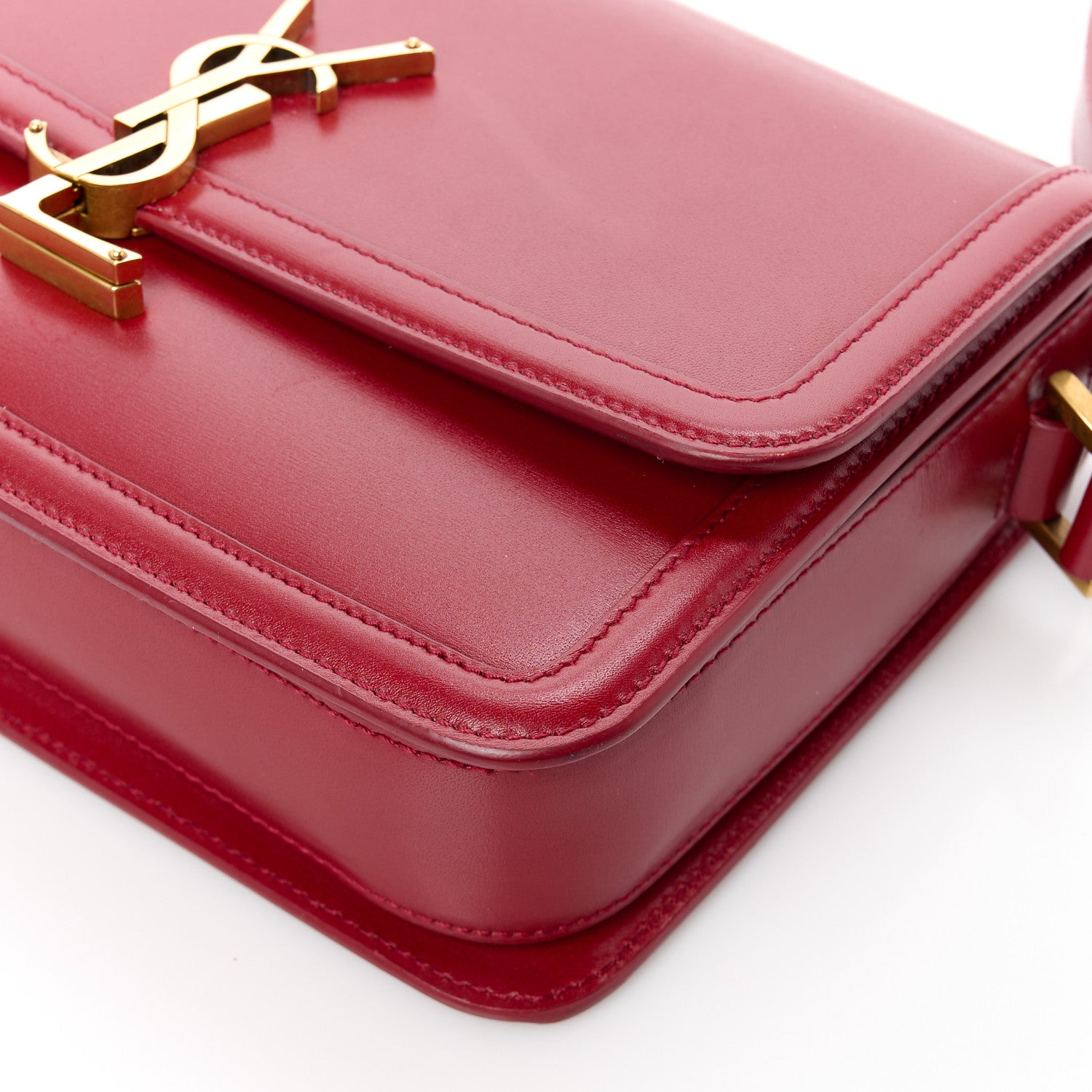 Saint Laurent Box Calfskin Monogram Medium Solferino Satchel Rouge Opyum 11 of 11