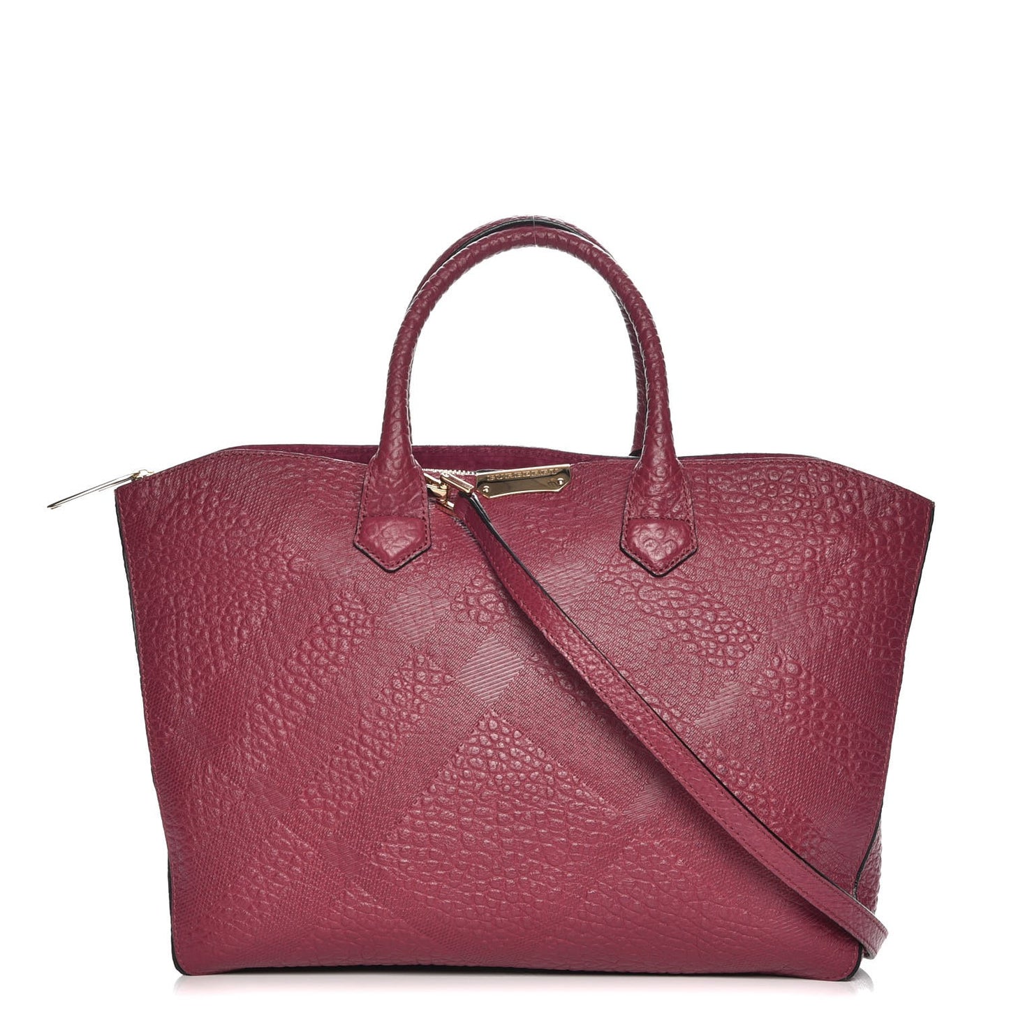 Heritage Grain Check Embossed Medium Dewsbury Tote Dark Plum