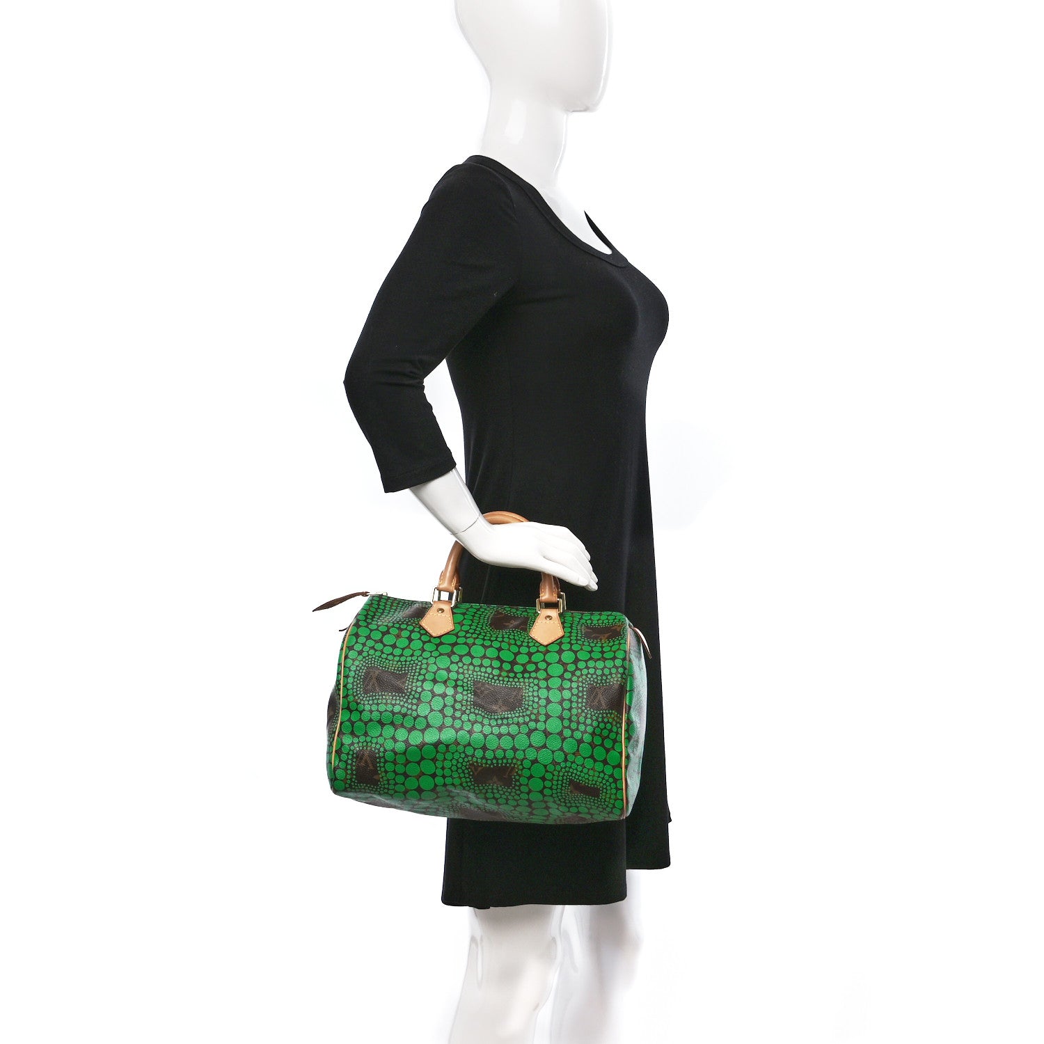 Louis Vuitton Monogram Kusama Town Speedy 30 Green 2 of 10