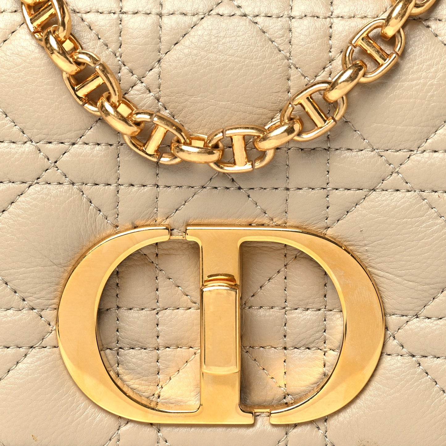 Grained Calfskin Cannage Small Caro Bag Beige