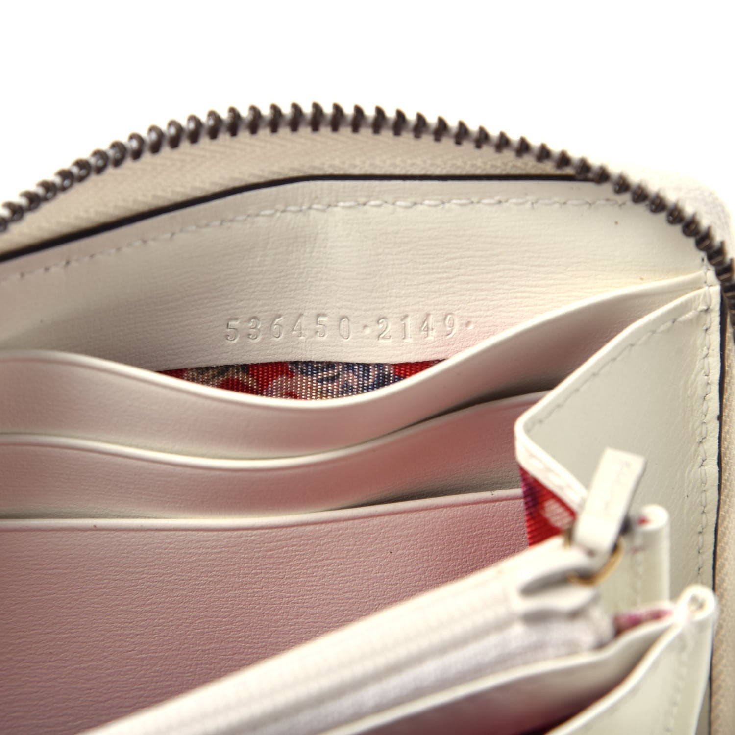 Gucci Calfskin Web Trapuntata GG Zip Around Wallet Off White 7 of 7