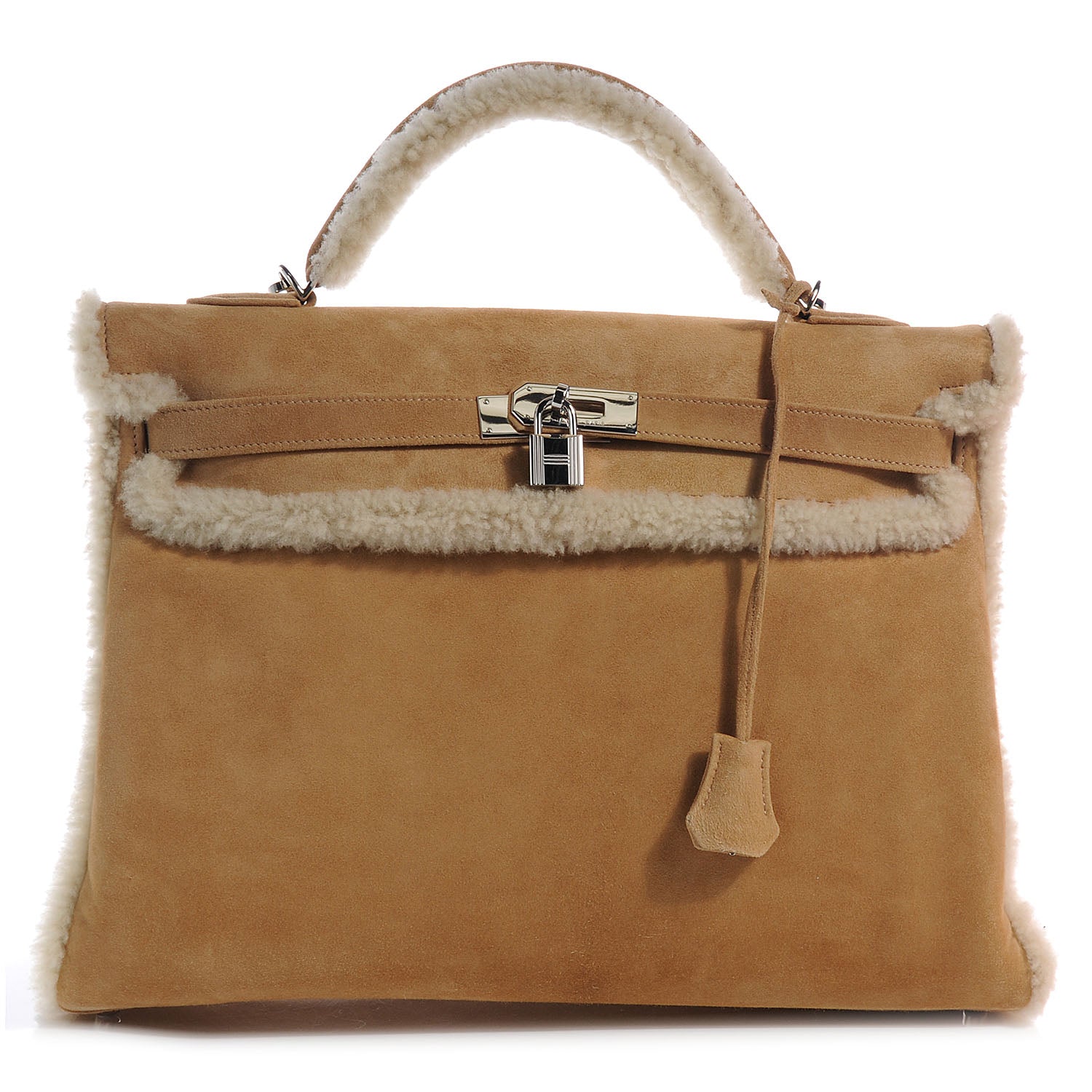 Hermes Veau Doblis Suede Mouton Shearling Teddy Plush Kelly Retourne 40 Alezan 1 of 11