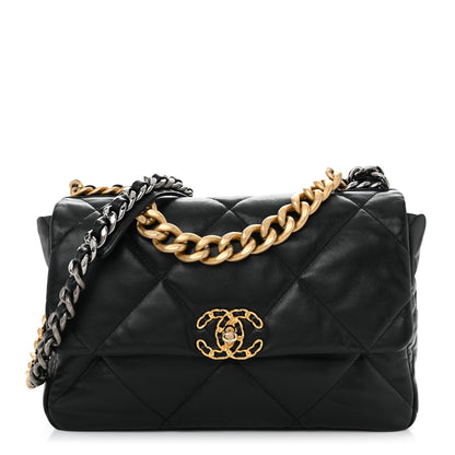 Chanel Shiny Goatskin Quilted Large Chanel 19 Flap Black 1 of 11