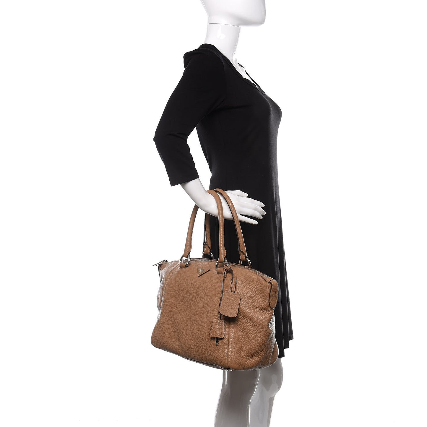 Vitello Daino Double Handle Satchel Caramel
