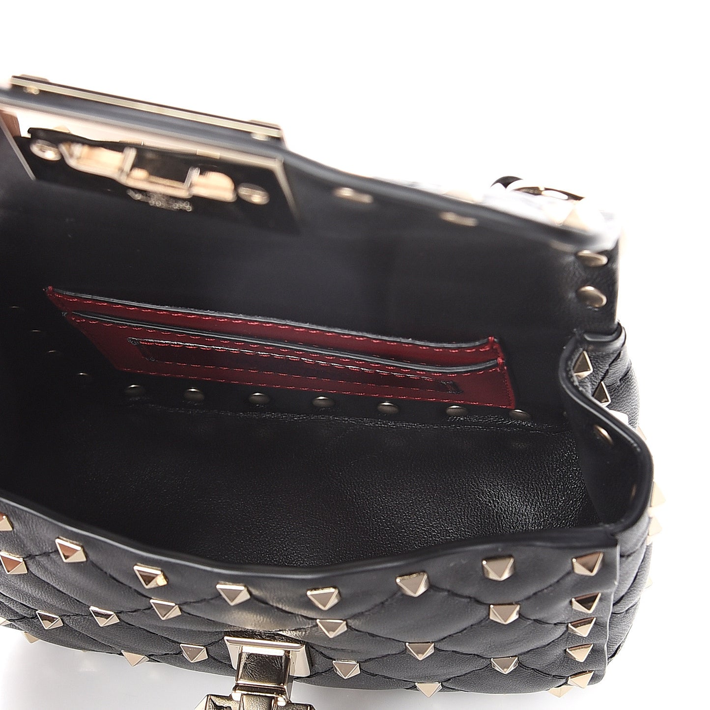 Nappa Micro Rockstud Spike Shoulder Bag Black