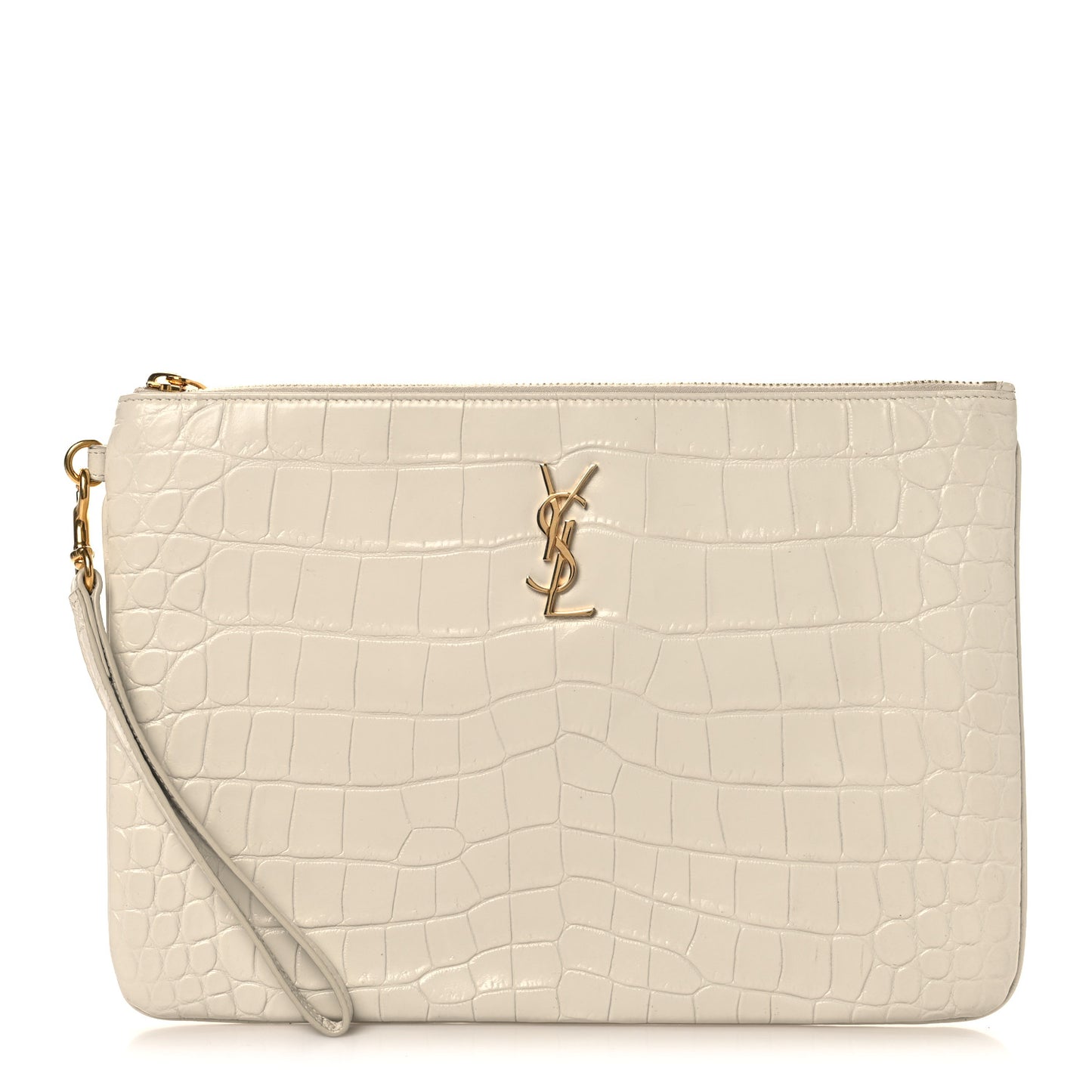 Calfskin Crocodile Embossed Tablet Pouch Crema Soft
