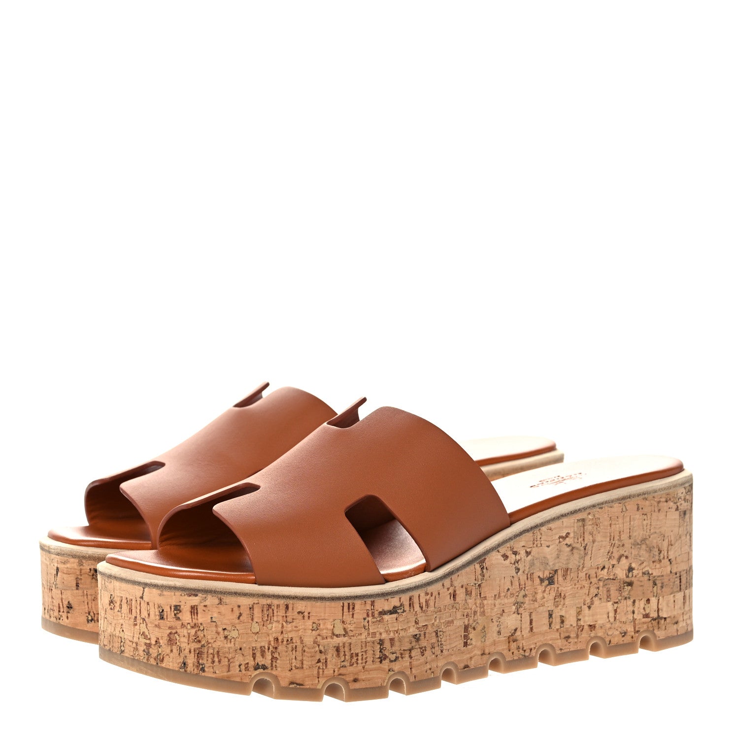 Hermes Calfskin Cork Eze 30 Sandals 41 Marron Glaise 3 of 9