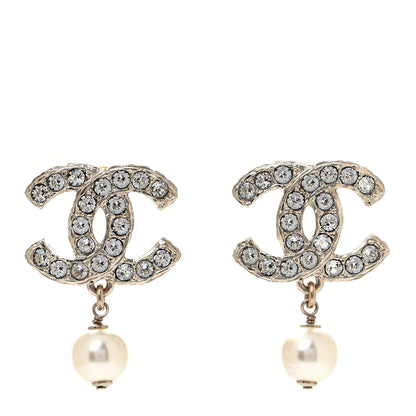 Chanel Crystal Pearl CC Drop Earrings Gold 1 of 4