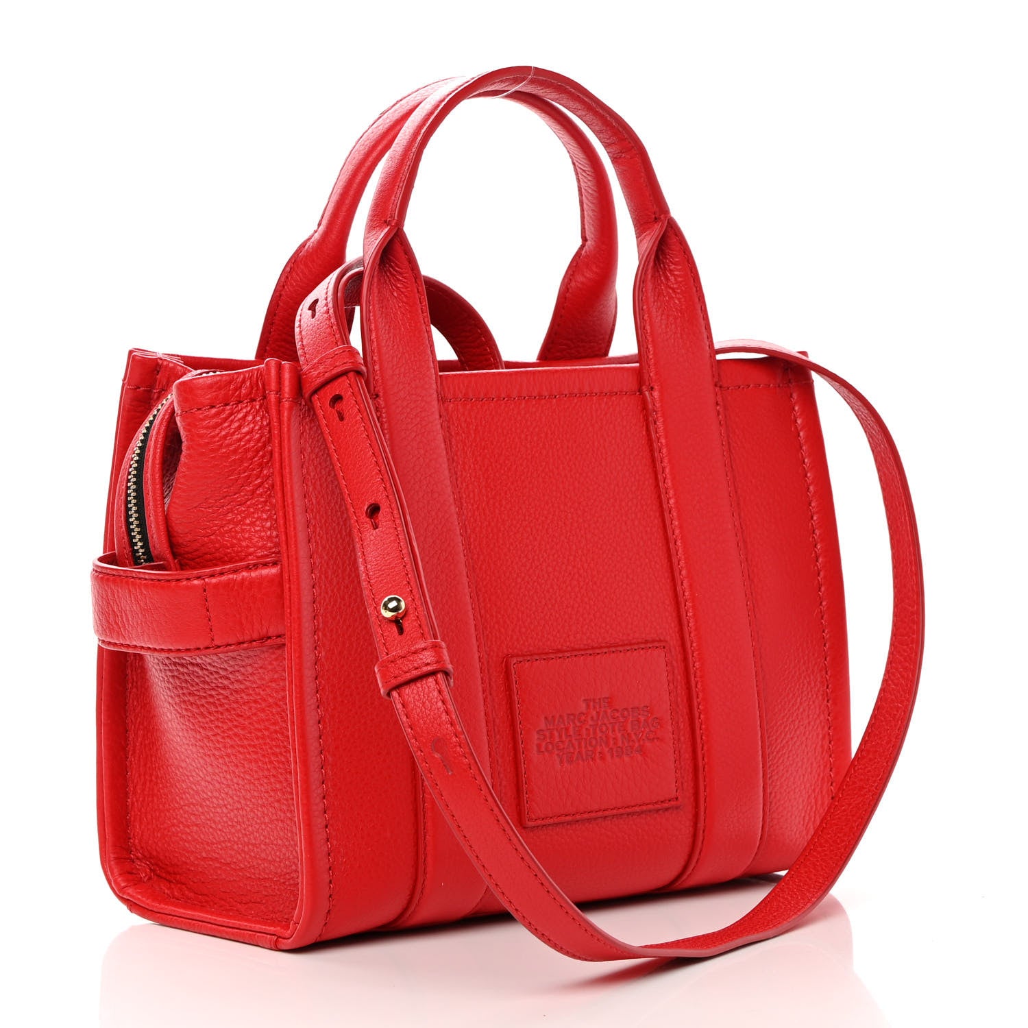 Marc Jacobs Grained Calfskin Small The Tote Bag Red 3 of 13