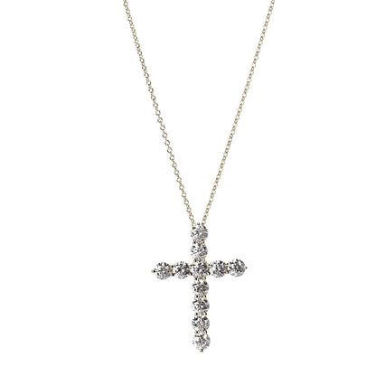 Tiffany 18K Yellow Gold Diamond Large Cross Pendant Necklace 4 of 6