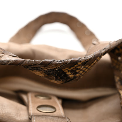 Chloe Snakeskin Calfskin Silverado Shoulder Bag Beige 17 of 17