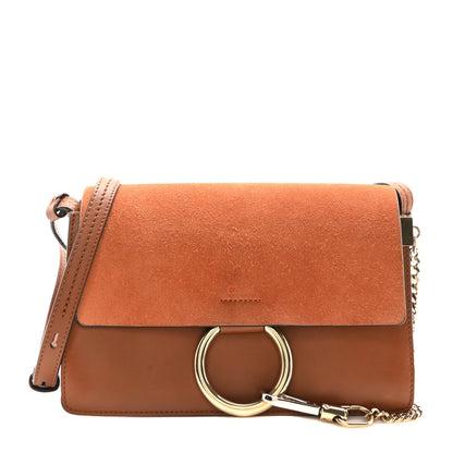 Chloe Suede Calfskin Small Faye Shoulder Bag Tobacco 1 of 9
