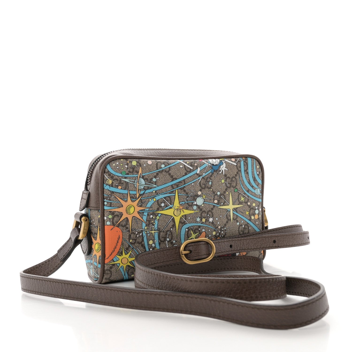 Gucci X DISNEY GG Supreme Monogram Donald Duck Interlocking G Shoulder Bag Beige Multicolor New Acero 3 of 11