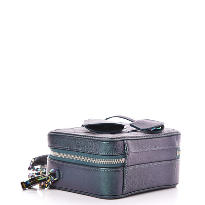 Chanel Iridescent Caviar Quilted Small CC Filigree Vanity Case Dark Turquoise 4 of 11