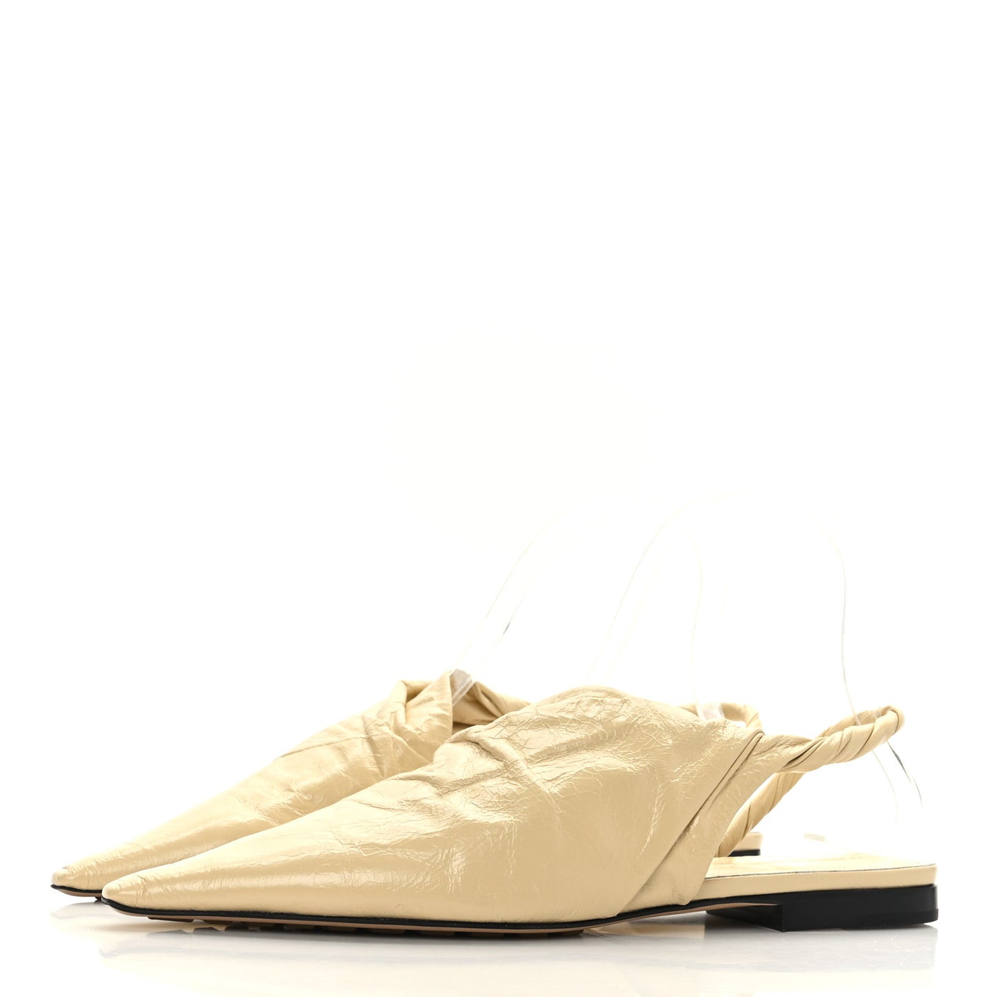 Shiny Light Nappa BV Point Ballet Flats 37 Butter
