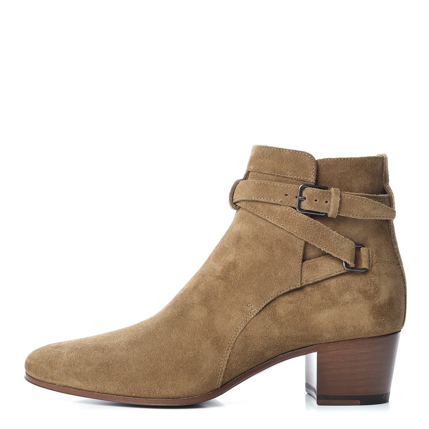 Saint Laurent Suede Womens Blake Ankle Boots 37.5 New Sigaro 1 of 9