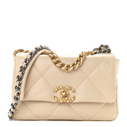 Chanel Goatskin Quilted Medium Chanel 19 Flap Beige 1 of 11