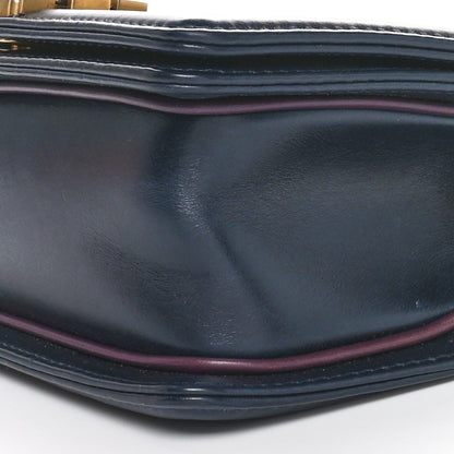 Chanel Calfskin Embossed Small Paris Salzburg Boy Flap Navy 9 of 10