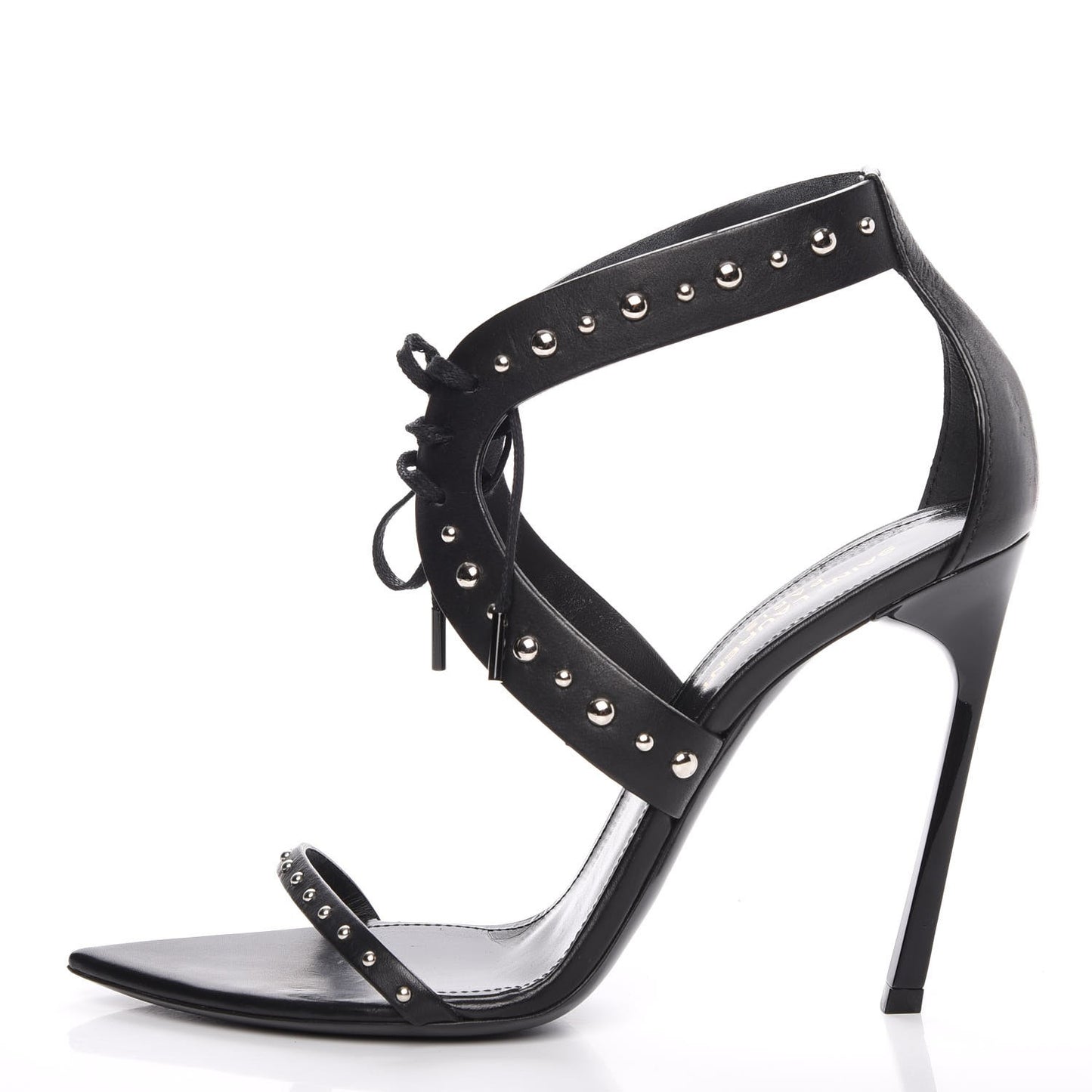 Calfskin Studded Iris Sandal Pumps 39 Black
