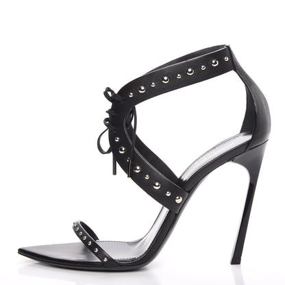 Saint Laurent Calfskin Studded Iris Sandal Pumps 39 Black 1 of 14