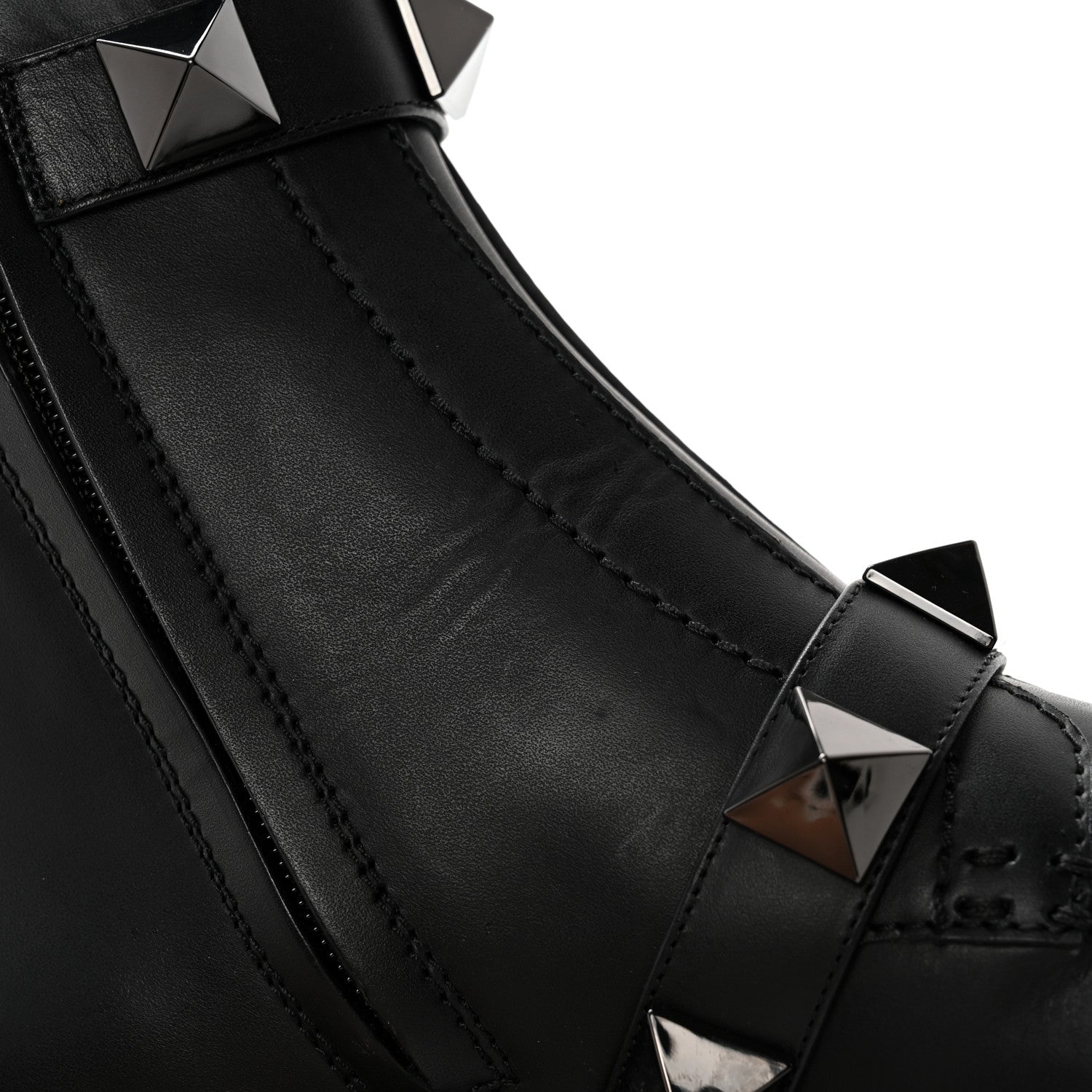Valentino Garavani Calfskin Tonal Roman Stud 20/40mm Combat Boots 38 Black 10 of 11