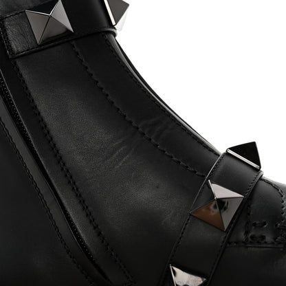 Valentino Garavani Calfskin Tonal Roman Stud 20/40mm Combat Boots 38 Black 10 of 11