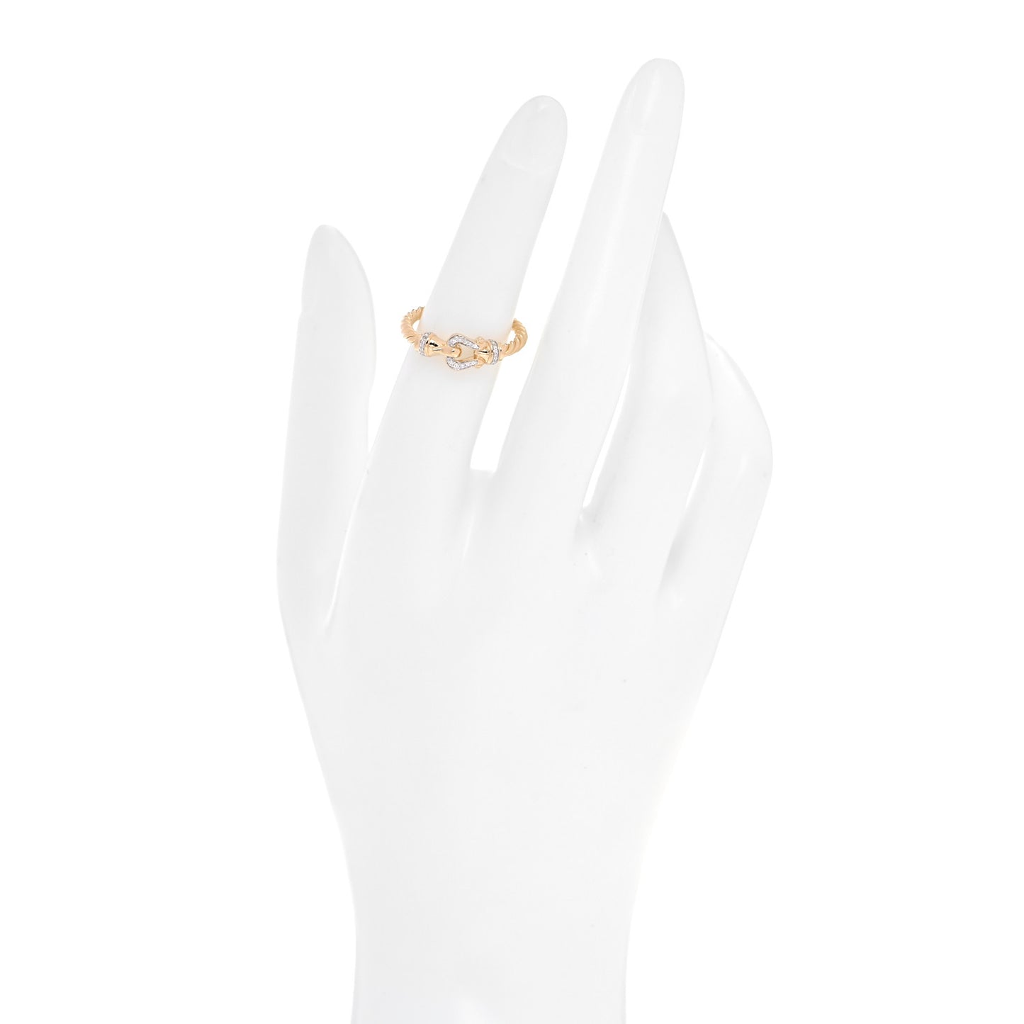18K Yellow Gold Diamond Petite Buckle Cable Ring 50 5.5