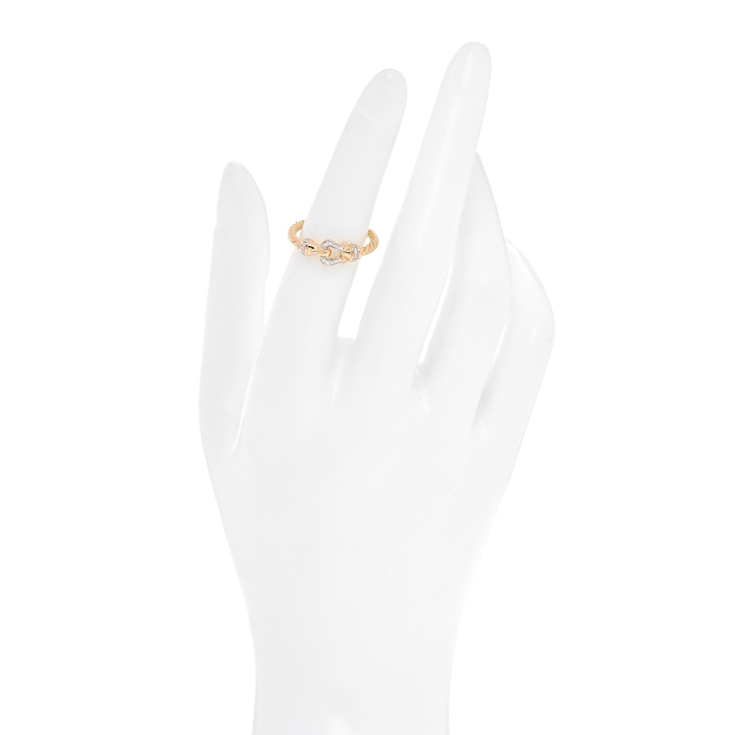 David Yurman 18K Yellow Gold Diamond Petite Buckle Cable Ring 50 5.5 2 of 5