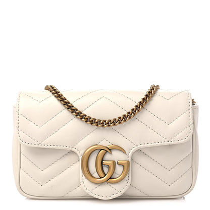 Gucci Calfskin Matelasse Super Mini GG Marmont Shoulder Bag White 1 of 9
