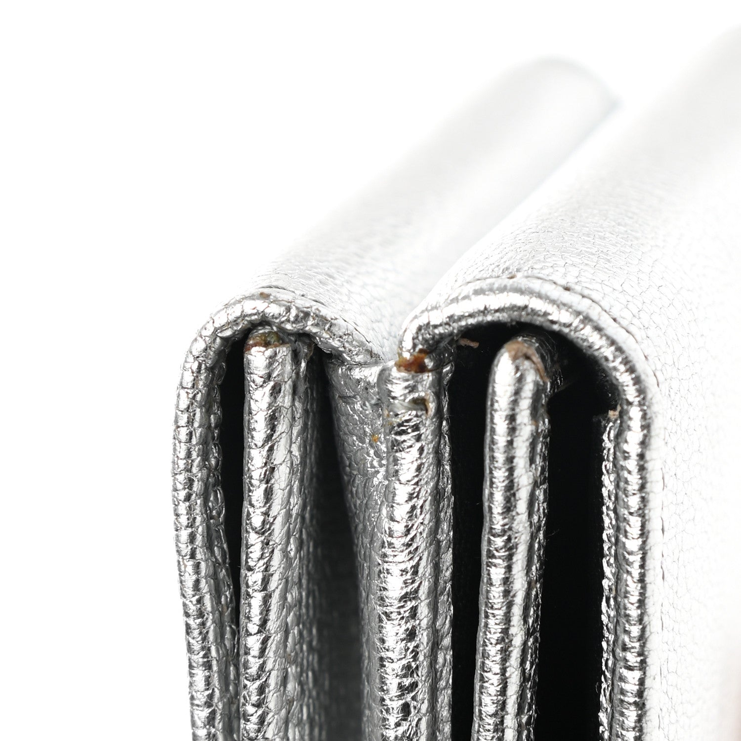 Balenciaga Metallic Goatskin Logo Mini Everyday Wallet Argent Black 10 of 11