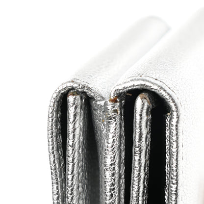 Balenciaga Metallic Goatskin Logo Mini Everyday Wallet Argent Black 10 of 11